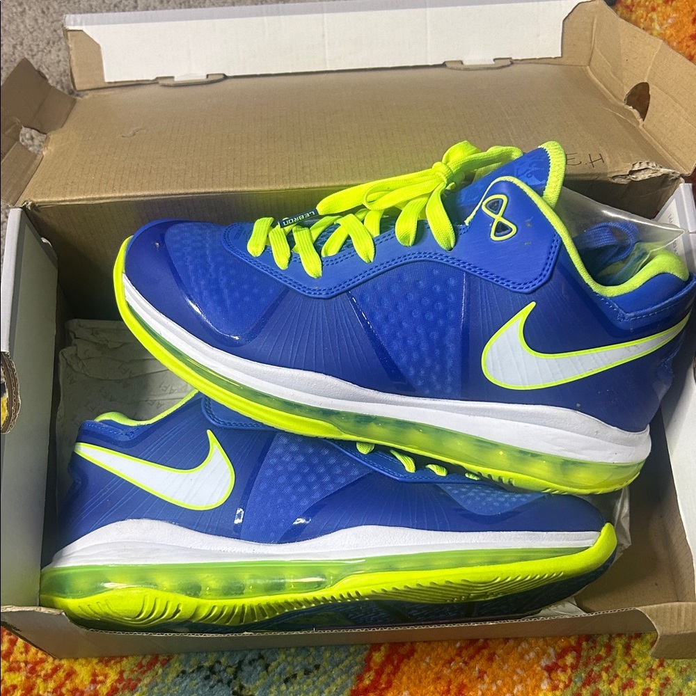 Nike Kids Electric Blue and Neon Green Sneakers